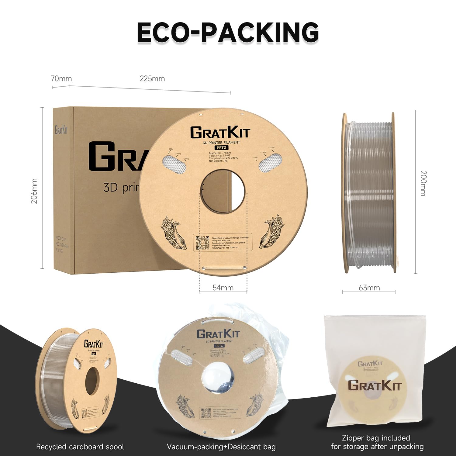 Amazon.co.jp: GratKit PETG 3Dプリンターフィラメント 1KG、1.75mm